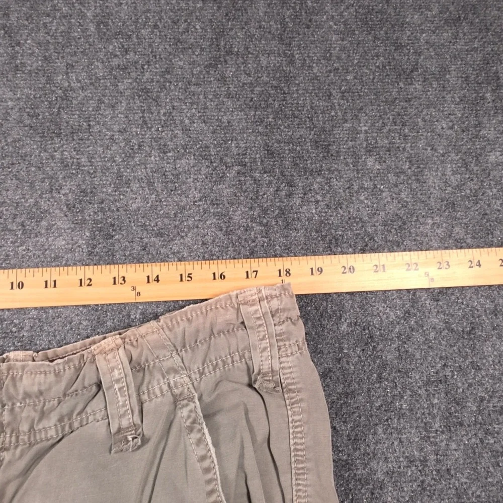 VTG Abercrombie Cargo Shorts Mens XL Khaki Tan Cotton Elastic Waist Pockets